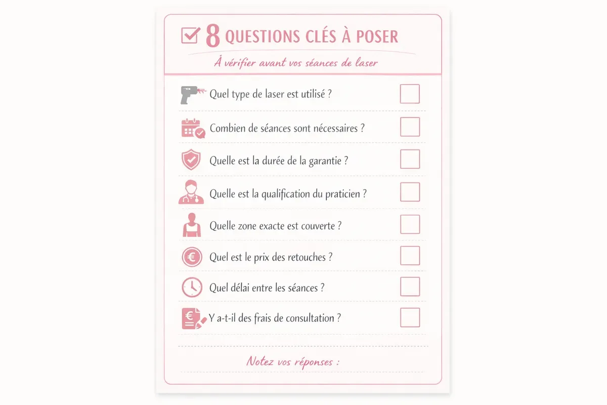 Infographie : checklist de préparation pour une séance d'épilation laser, étape par étape