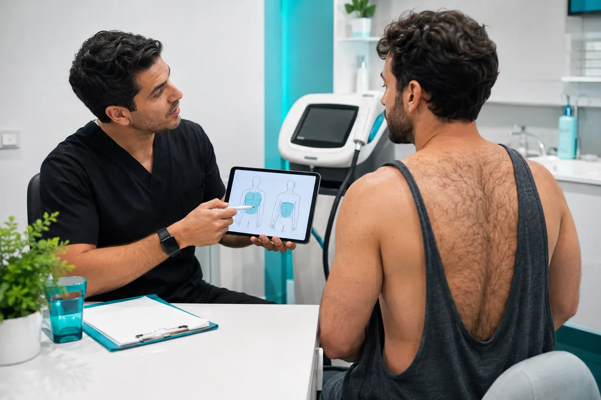 Infographie : tout savoir sur l'épilation laser du dos pour les hommes